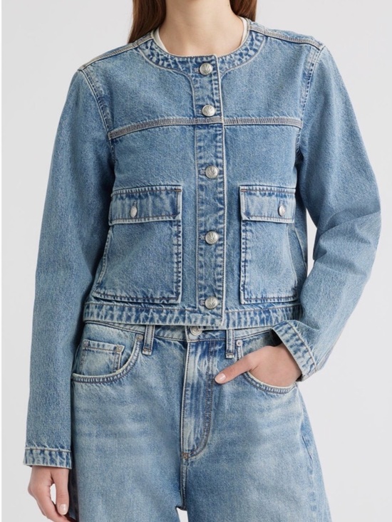 rag & bone Jackets & Blazers - rag & bone Drew Light Blue Denim Jean Jacket cropped button front XL